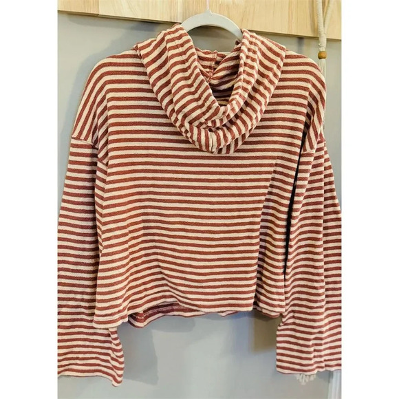 Roxy Women's Striped Pullover Hoodie Cream/Orange Size S - Picture 2 of 3